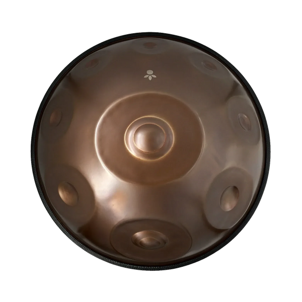 Handpan C# Pygmy 17 – hpl studio, Prototyp, Draufsicht auf die Tonfelder der Oberseite