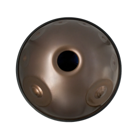 Handpan D Ashakiran 19 – hpl studio, Unterseite mit Klangöffnung und acht Tönen