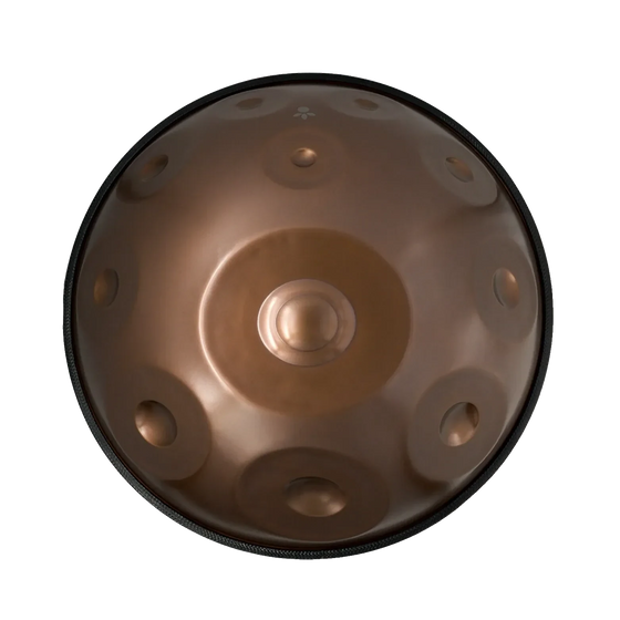 Handpan D Ashakiran 19 – hpl studio, Draufsicht auf die Tonfelder der Oberseite