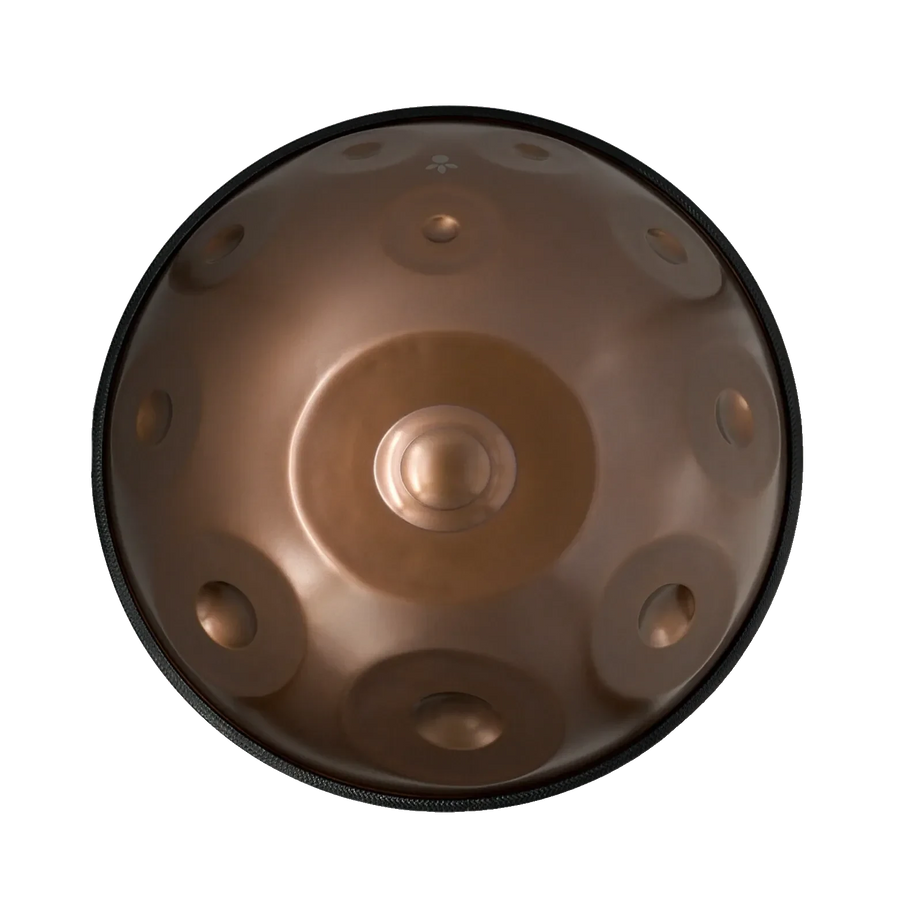 Handpan D Ashakiran 19 – hpl studio, Draufsicht auf die Tonfelder der Oberseite