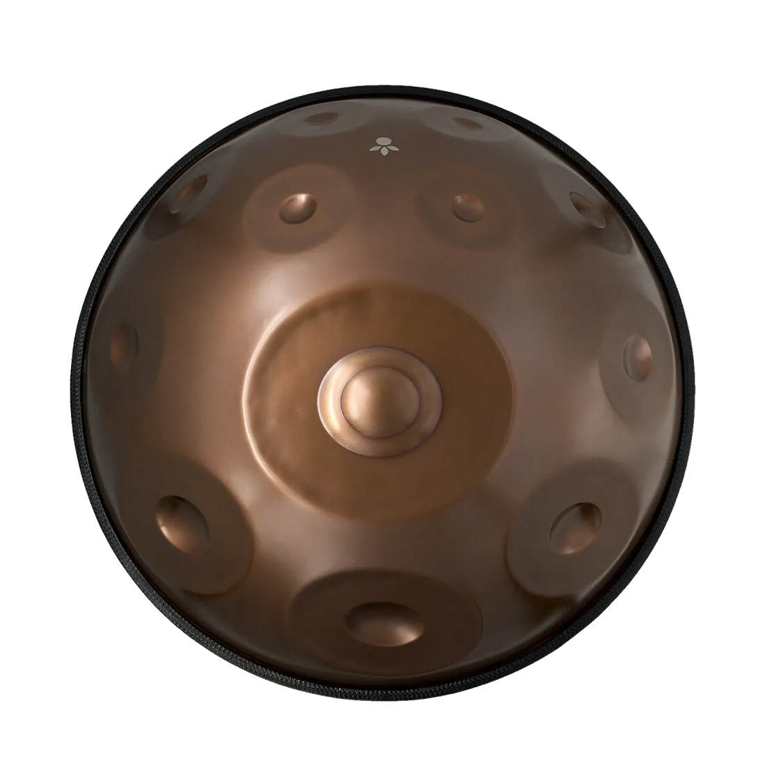 Handpan D Kurd 14 – hpl studio, Draufsicht auf die Tonfelder der Oberseite