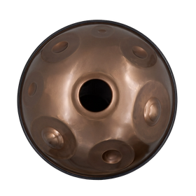 Handpan E Amara 20 – hpl studio von unten: Klangöffnung und sieben Töne auf der Unterseite