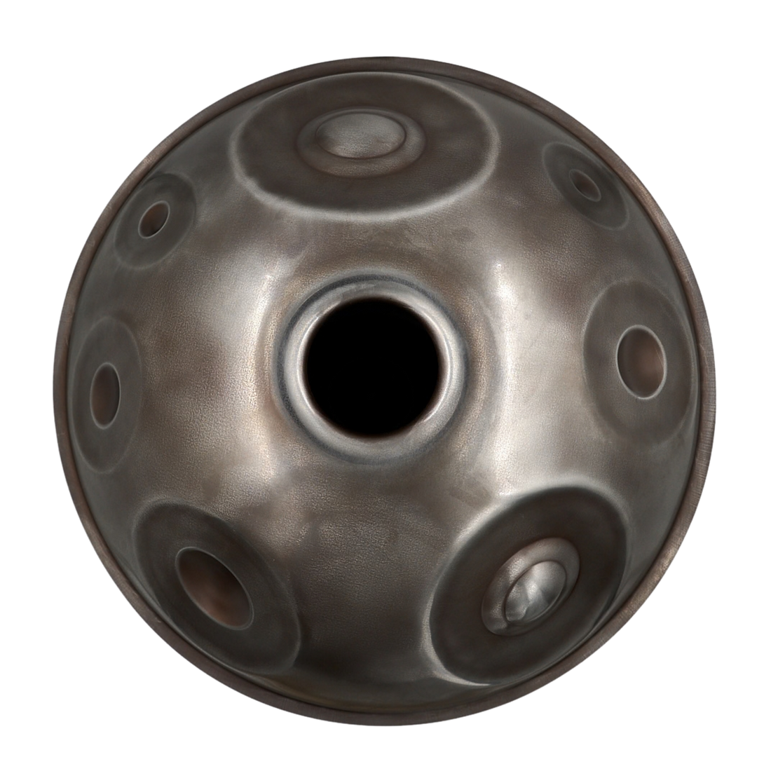 Handpan D Aegean 18 – hpl master von unten: Klangöffnung und sieben Töne