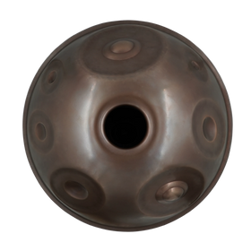 Handpan Master D Aegean 18, Prototyp-Einzelstück (gebraucht) – Unterseite mit Gu-Klangöffnung, handpanladen