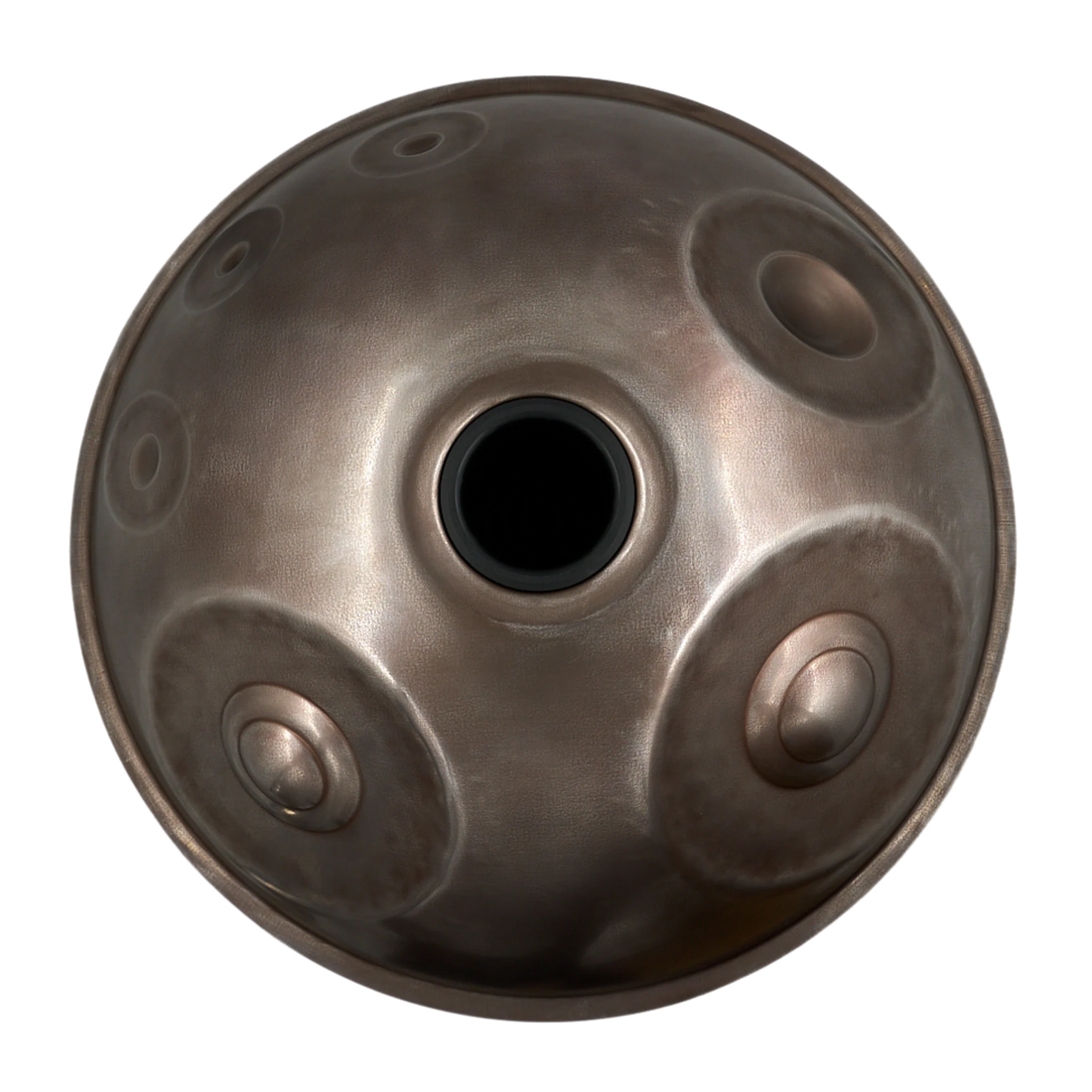 Handpan Master F# 2 Nordlys 15, Unterseite mit Gu-Klangöffnung – handpanladen