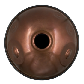 Handpan D Kurd 15 – hpl starter, Unterseite mit Gu-Klangöffnung und den fünf zusätzlichen Tonfeldern – handpanladen