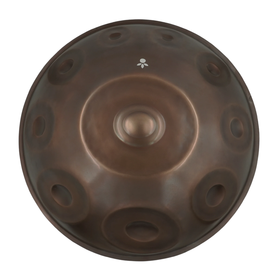 Handpan Master C Ysha Savita 14 (432 Hz), Prototyp-Einzelstück gebraucht – Draufsicht Tonfelder, handpanladen