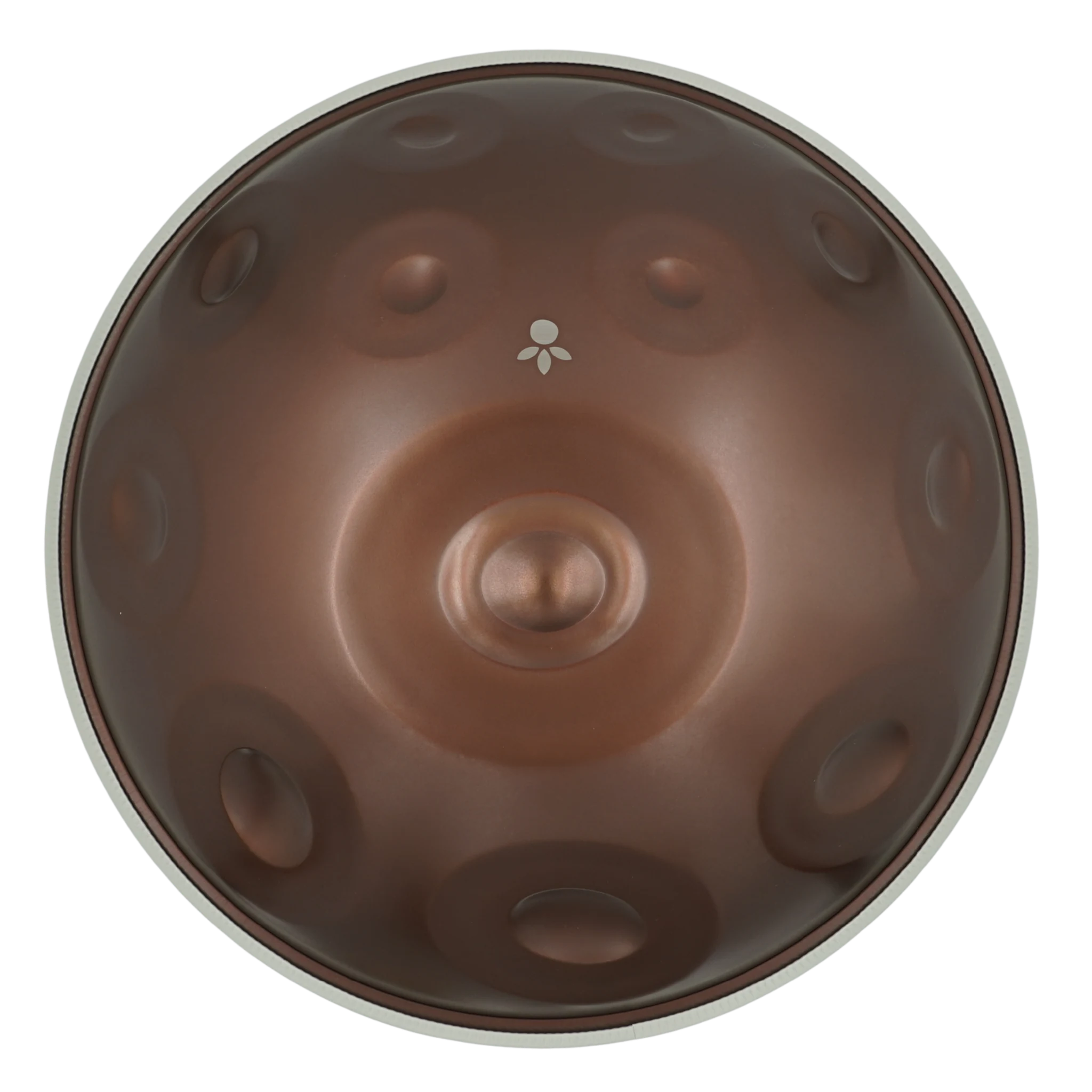 Handpan D Kurd 14, Draufsicht auf die Tonfelder – handpanladen