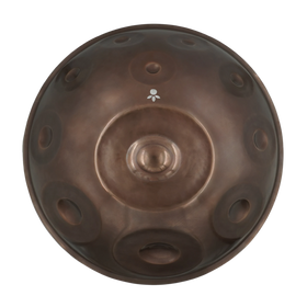 Handpan Master D Aegean 18, Prototyp-Einzelstück (gebraucht) – Draufsicht auf die Tonfelder, handpanladen