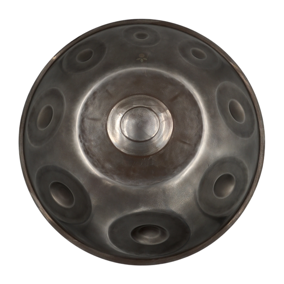 Handpan Master F# 2 Nordlys 15, Draufsicht auf die Tonfelder – handpanladen