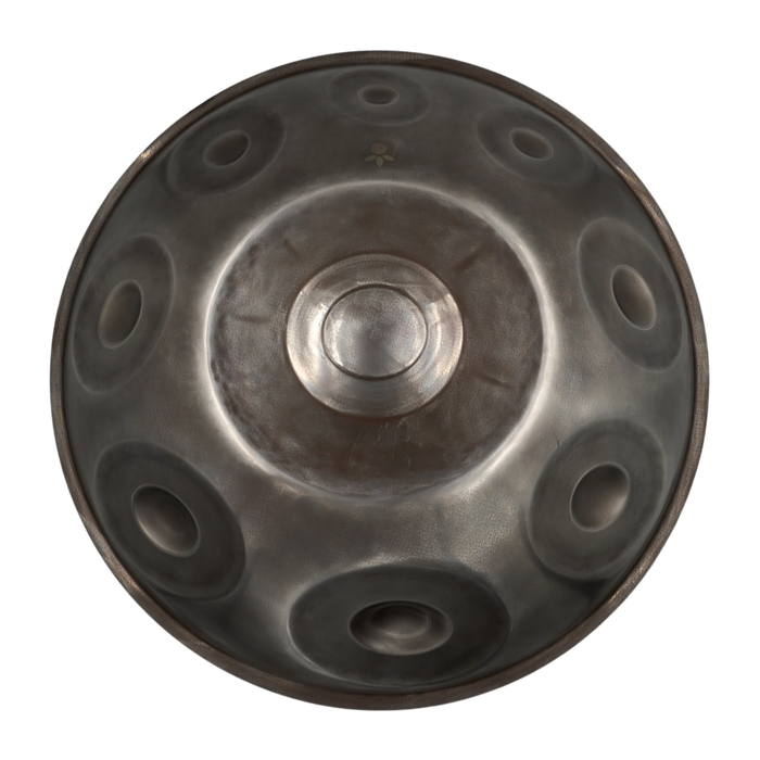 Handpan Master F# 2 Nordlys 15, Draufsicht auf die Tonfelder – handpanladen
