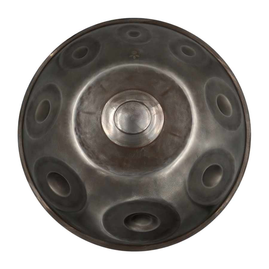 Handpan Master F# 2 Nordlys 15, Draufsicht auf die Tonfelder – handpanladen