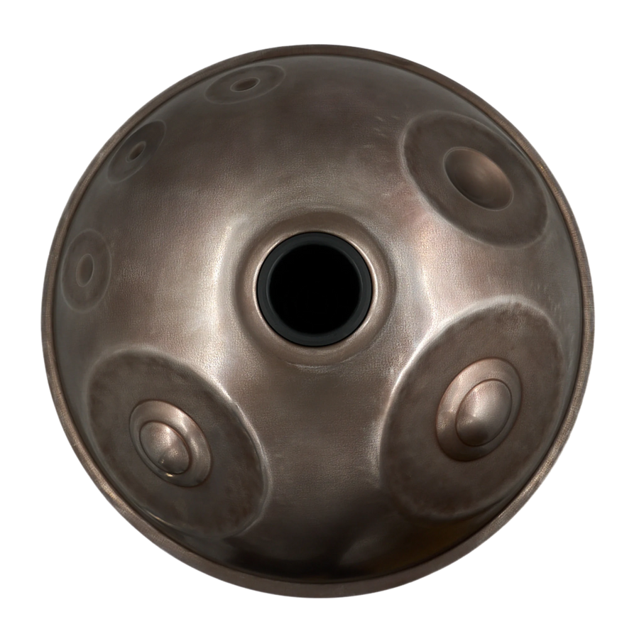 Handpan Master F# 2 Nordlys 15, Unterseite mit Gu-Klangöffnung – handpanladen
