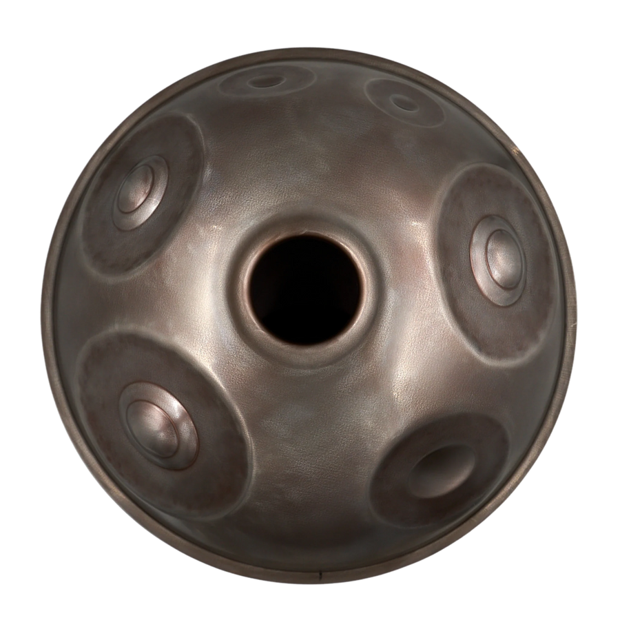 Handpan Master G Major 20, Unterseite mit Gu-Klangöffnung – handpanladen