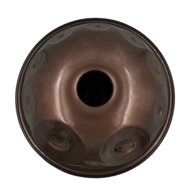 Kompakte Mini-Handpan E Major 18, Unterseite mit Gu-Klangöffnung – handpanladen
